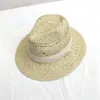 Jazz hoed zomer vrouwen brede rand zeebrand strooien hoed met lint mode dame zon hoeden Panama strand cap effen kleur