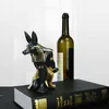 Northeuins Resin Anubis God Wine Rack Beeldjes Moderne Egypte Dog Miniaturen Standbeelden Dierlijke Interieur Thuis Bureau Decor Sculptuur 211105