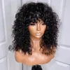 150 densidade couro cabeludo superior enrolar a máquina completa feita perucas de cabelo humano com franja remy brasileiro curly curly peruca para as mulheres