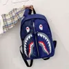 Kids Children Cartoon Shark Face School Bag Graffiti Students Backpack Tik Tok Style Book Pack Schoolbag Shoulder Bags Rucksack Sports Travel Duffle Totes G80PEWT