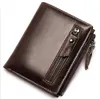 Men's oil wax leather wallet card holder multi-card retro zipper genuine leathers clip wholesale 009