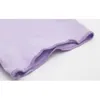 半袖夏紫スリムクロップTシャツの女性弓パッチワークデザインティーアイガール審美的なRokスイートクラブY2K潮トップ210417