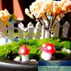 10pcs /セット人工小型マッシュルームミニチュア妖精庭園苔テラリウム樹脂工芸品の装飾ステークスクラフト2cm
