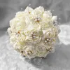 Flores decorativas grinaldas artesanais casamento nupcial frisado segurando buquê diamante pérola dama de honra bonito ouro mariage com renda w6298836