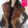 Giacca invernale da donna Luxury Fur Hooded Motorcycle PU Giacche in pelle Capispalla corta Slim Streetwear Coat D256 T191118