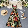 Neploe Big Swing Beach Dress Sexy Backless Fashion Summer Women Stampa floreale Spalla senza spalline Canotta Abiti 82077 210423