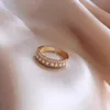 Cluster Rings 2021 Korean Fashion Pearl Ring Opening Temperament Simple Index Finger Female Banquet Jewelry