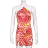 Coloré Paisley Y2k Halter Robes Sexy Femmes Dos Nu Robe D'été Tie Dye Maigre Sans Manches Courte Robe De Plage 210415