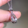 Solidny 925 Srebrny naszyjnik z prawdziwym diamentowym wisiorkiem dla kobiet Wedding Bizuteria Topaz Jewelry Wendant S925 Naszyjniki202c
