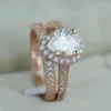 Marca Choucong Anillos de boda Joyería clásica Plata de ley 925 Relleno de oro rosa Corte de pera Gota de agua Topacio blanco CZ Diamante Mujeres Anillo de novia para regalo de amante