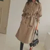 Designer Frauen Lange Trenchcoat Hohe Qualität Breite Revers Schlanke Taille Mit Gürtel Frauen Winter Winter Mode Zweireiher Casu