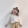 Koreaanse stijl schattige dot sigle-breasted shirts voor mode meisjes katoen 2 kleuren casual shirt kleding 210331