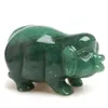 2,36 tums höjd naturlig grön Aventurine Quartz Pig Pet Figurines Crystal Healing Reiki