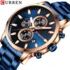 CURREN Top Watch Men Brand Luxury Quartz Moda Orologi da uomo Orologi da polso sportivi impermeabili Cronografo in acciaio Relogio Masculino 210527