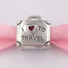 925 Sterling Silber Hochzeit Schmuckzubehör Herstellungsset Pandora Love to Travel DIY Charm Kristallarmbänder Muttertagsgeschenke für Frau Frauen Männer Kette Perlenkette