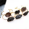 Nataral Braziliaanse Ruwe Agaten Geode Slice Crystal Gemstone Druzy Bangle Vergulde Onregelmatige Ruwe Quartz Drusy Manchet Bracelet Armbanden Handgemaakte Etnische Sieraden