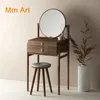 Lusterka Mini Dressing Table Black Walnut Color Ash Litle Wood Wąski Stołek Nordic Artystyczny