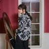 Vaca impressão caindo mulheres manga longa senhoras top e blusa botão para cima camisa outono moda coreana Clohting 210427