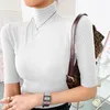 女性のTシャツHzirip Minimalistトップス女性到着2022半袖ソリッド大型タートルネック基本韓国の概要