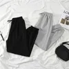 JMPRS gris femmes pantalons de survêtement automne Baggy mode surdimensionné pantalon de sport noir hiver épais Joggers Streetwear pantalon 211218