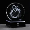 Nieuwigheid Items 8cm 3D Laser Gegraveerde Paar Dolphin Figurine Model K9 Crystal Ball met kleurrijke LED-basisornamenten voor thuis