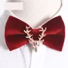 Högkvalitativ 2020 Tie Velvet Metal Elk Slipsar Butterfly Lyxdesigners Varumärken Bröllop Bow Slipsar för Män Vinröd