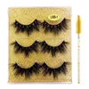 Handgjorda återanvändbara 3 par Falska ögonfransar förlängningar Set Soft Light Curly CrissCross Tjock naturlig 3D Mink Fake Lashes Makeup Tillbehör för ögon