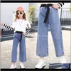 Baby Clothing Baby, & Maternity Drop Delivery 2021 Kids Denim Teenage Jeans For Girls Wide Leg Pants 10 12 Year Elastic High Waist Children T