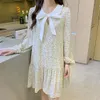 Chiffon Floral Dress Women's Loose and Thin Doll Collar Mini Skirt Summer Korean Fashion women's clothing 210520