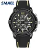 Relogio Masculino Smael Gumowy Pasek Męski Moda Zegarek Quartz SL-9081 Przycisk PIN Dial 30M Wodoodporne zegarki na nadgarstek Q0524