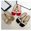 2021 designer slides slippers Women flip flops Leather sandal Double Metal Black Red White Brown Summer Beach Sandals with BOX 01