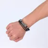 Legierungs-Flügel-Leder-Handseil-Armband für Männer, schwarzer Hämatit, einzelner gewebter Schmuck, Geschenk-Armreif