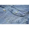 [Eam] Loose Fit Women Blue Denim Belt Wide Ben Rompers Hög Midja Pocket Stitch Pants Fashion Spring Summer 1DD7869 21512