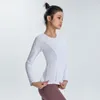 Luluwomen yoga topos feminino esportes correndo exercício treinamento t-shirts fino cabido manga longa roupas de fitness treino topos roupas esportivas