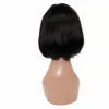 Short Bob Human Hair Wigs for Black Women with Bangs 10 inch Brazilian Virgin Straight BobWigs Glueless Machine Made Lace front Wigs