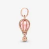 100% 925 Sterling Silver Sparkling Pink -Air Balloon Dangle Charm Fit Original European Charms Bracelet Fashion Wedding Egageme212F