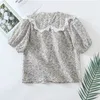 Women Summer Sweet Blouses Tops Shirts ZA Flroal Print Short Sleeve Turn-down Collar Female Fashion Street Top Blusas 210513