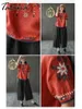 Floral Embroidery Cotton Linen T-shirt Women Arts Style Summer Short Sleeve Loose Vintage Tee Shirt Red Femme Tops 3XL 4XL 210514