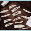 Hairpins Jewelrysimated Pearl Barrettes Beaded Geometric Women Clip Hairgrips Aessories Girls Jewelry Fashion Hair Pins Drop Delivery 2021 3