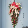 Christmas Artificial Vine Garland 60cm Pine Cone Rattan Upside Down Xmas Tree Door Swag Wreath Front Decor 211019