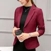 Noir Femmes Blazer Formelle s Lady Bureau Travail Costume Poches Vestes Manteau Slim Femme 211006