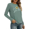 T-shirt da donna stampata a fiori T-shirt casual O-Collo manica lunga Primavera Autunno TShirt Ropa Mujer Camisetas W269 210526