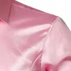 Розовый шелковый атлас роскошные платья рубашка мужчины бренд тонкий с длинным рукавом смокинг мужской свадебный клуб партия танец Prom CamiSas 210721