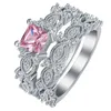 Trouwringen roze sets bloem heerlijk wit paars zirkon uniek 2021 dame sieraden cadeau prinses mooie verloving voor vrouwen