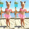 Criança bebê criança beachwear biquini biquíni natação traje de banho terno meninas rosa flor swimwear