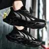 Men Running Shoes Comfortable Mesh Blade Cushioning Sneakers Neon Green Summer Non-slip Hard-wearing Shoes Outdoor Sport ShoesF6 Black white