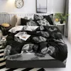 Ensembles de literie Ensembles d'amoureux noirs et blancs SoftComforter Housse de couette Couvre-lits pour linge de lit simple double couette avec taie d'oreiller