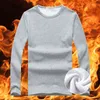 Winter Tops Men Tshirt Thermal Underwear thermo Warm Long Johns V Neck Thick Fleece Clothing for 211228
