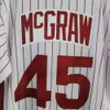 Niestandardowe szycie holownik McGraw 45 Cooperstown Jersey Men Men Youth Kids Baseball Jersey XS-6xl