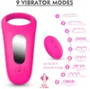 Anneau pénien vibrant Massage télécommande 9 vitesses anneau de pénis vibrateur Silicone médical étanche Rechargeable puissant Vibratio8197623